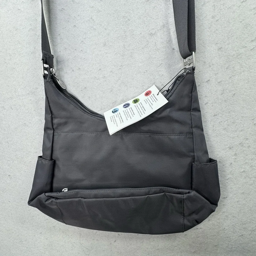NEW Baggallini Phoenix Hobo Purse RFID Protected Grey Bag Adjustable Zip Pocket‎